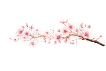 Obraz premium Cherry blossom flower plant white background.