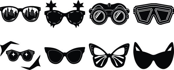 Fototapeta premium set of black and white glasses elements