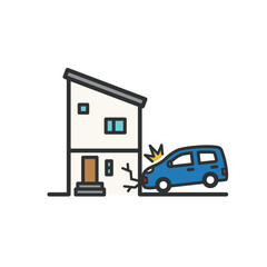 衝突事故の被害 家のイラスト