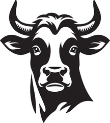 Minimalist Black and White Cow Vector Illustration 