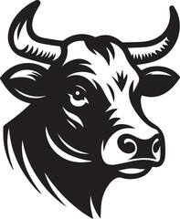 Minimalist Black and White Cow Vector Illustration 