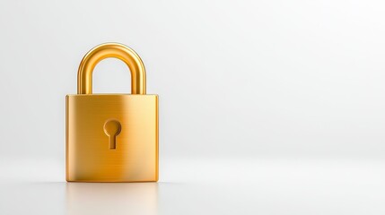 Naklejka premium Golden padlock on white symbol of security protection and privacy in digital physical spaces