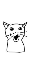 cat reaction funny illustration line art hand drawn memel