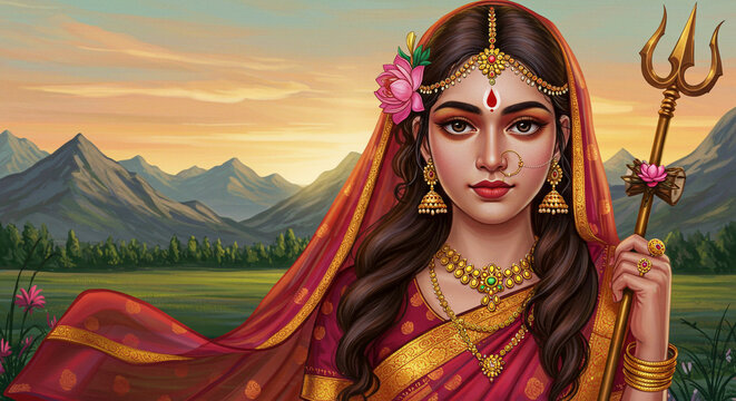 Goddess Parvati, Hindu Deity, Trishul