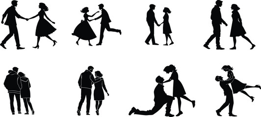 Romantic Couple Silhouette Collection – Dance, Love & Togetherness Poses