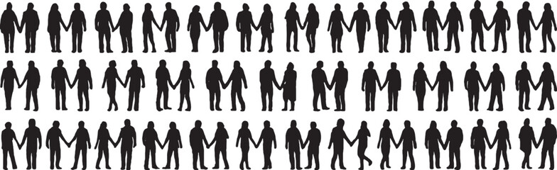 silhouette of couple holding hands