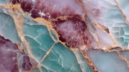 Colorful marble texture with blue, green, and purple tones, accented with gold veins.