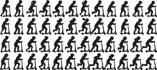 silhouette of a child playing scooter