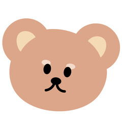 Cute illustration of teddy bear face for cartoon character, comic, mascot, plush toy, kid doll, cute patches, shirt print, animal, zoo, sticker, souvenir shop, brooch