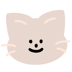 Cute illustration of happy cat for decoration, pet shop, vet, kitten cartoon, character, comic, mascot, paw friend, adopt and rescue animal, sticker, foster home, shelter, patch, doll, cat face shape