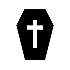 Obraz premium Black Coffin with Cross Symbol for Funeral Blogs, Memorial Websites, Grief Support, and Social Media Remembrance Content 