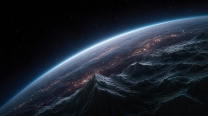 Majestic Earth  Night Lights   Mountain Range from Space