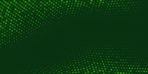 Abstract dark green background. Hexagonal grid with glowing dots and fading effect. Futuristic design for technology, digital themes, or modern presentations. Vector illustration.