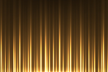 Golden silk fabric luxury background. Gold vertical draped satin cloth texture curtain. Smooth shiny drape material curtain. Realistic modern vector banner.