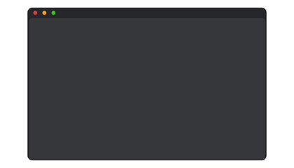 Web browser mockup window in dark mode modern flat simple line. web interface blank. Frame screen webpage ui template, interface bar.