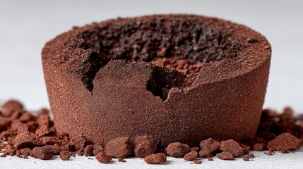 Dramatic Coffee Grounds Texture  Studio Shot  Cracked Cup  Dark Brown  Isolated  Cinematic