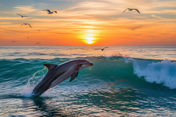 Dauphin au Coucher du Soleil