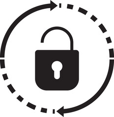 Reset password icon in flat style. Refresh rotate Lock vector. Privacy and security symbol. Rotation sign illustration. Infographic element for app logo, website button banner and ui, ux interface .
