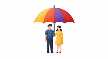 A Couple standing together with a large umbrella, symbolizing protection.
