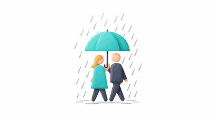 Couple sharing umbrella under the rain. 