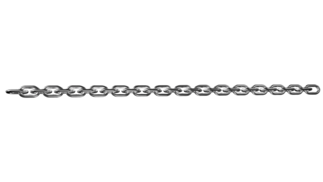 Realistic Hanging Metal Chain on White Background – Isolated Silver Chain Links in Curved Design for Industrial, Decorative, and Graphic Projects


