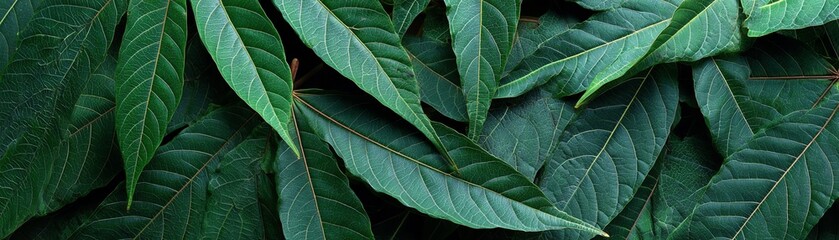 Vibrant green leaves with intricate texture, showcasing nature's beauty.