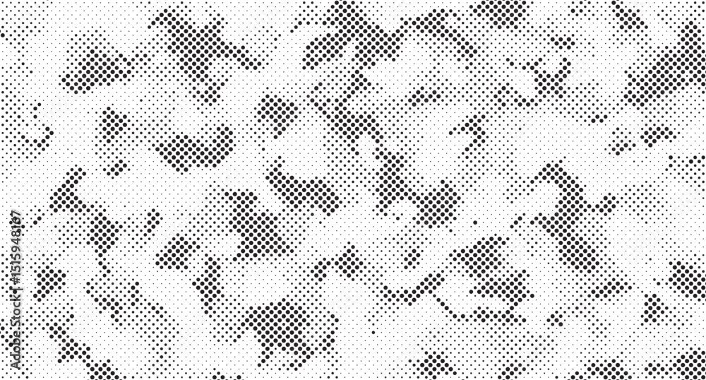 Poster Seamless camouflage pattern. Repeating digital dotted hexagonal camo military texture background. Abstract modern fabric textile ornament. Vector illustration.