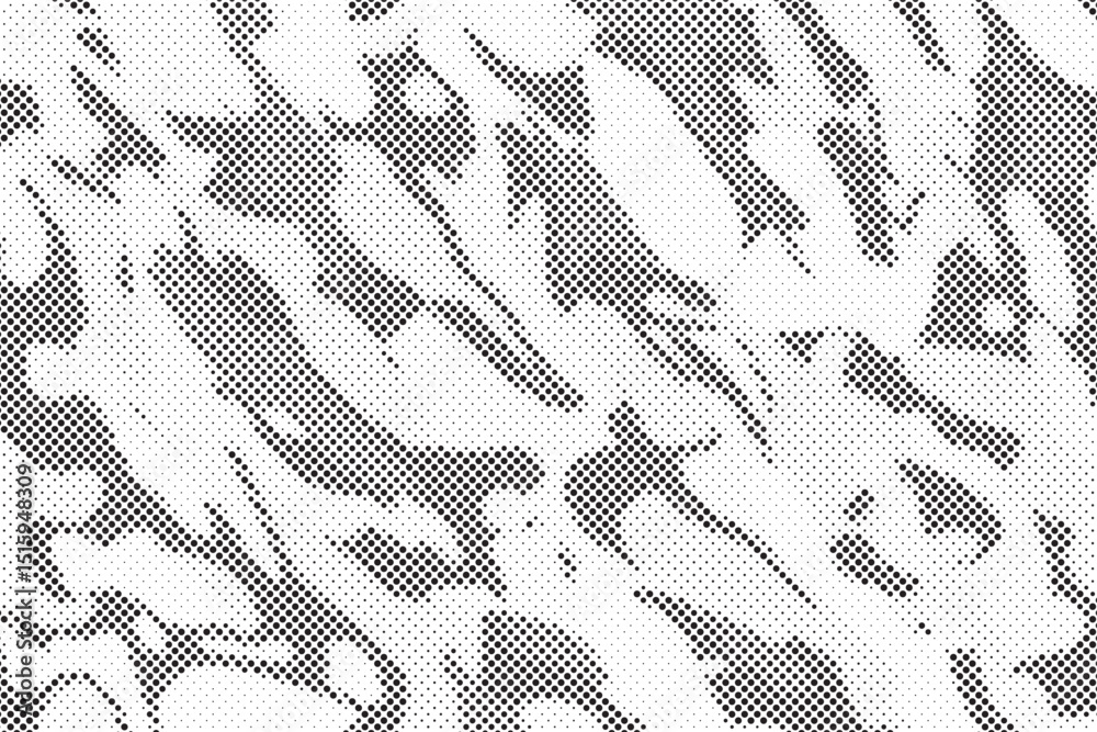 Poster Seamless camouflage pattern. Repeating digital dotted hexagonal camo military texture background. Abstract modern fabric textile ornament. Vector illustration.
