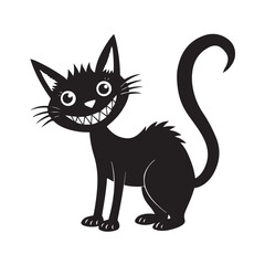 Quirky Black Cat with Spiky Fur and Mischievous Grin