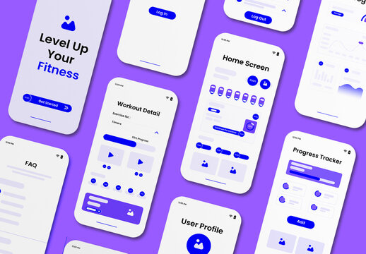 Fitness App UI Wireframe Tamplete
