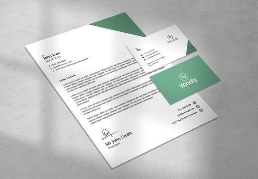 Minimal Letterhead and Business Card Mockup