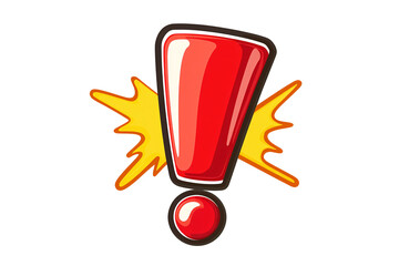 a red exclamation mark with yellow sparks
