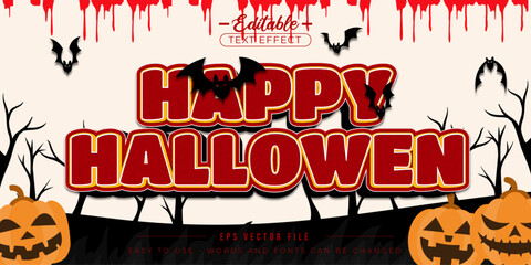 Fototapeta premium Happy Halloween text style, editable text effect.