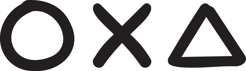 〇×△のモノクロの手書きマーク