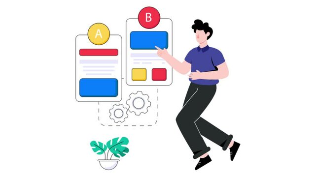 AB Testing 2D Flat Animation.