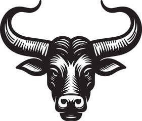 Minimalist Black and White Bull Vector Illustration