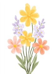 Fototapeta premium Pastel Flowers Blooming Brightly Summer Vibes Floral Design Pretty Petals Delicate Botanical Art