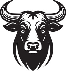 Minimalist Black and White Bull Vector Illustration