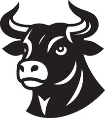 Minimalist Black and White Bull Vector Illustration