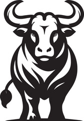 Minimalist Black and White Bull Vector Illustration