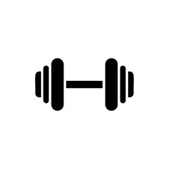 Minimalist black silhouette vector icon of a barbell representing fitness and strength. Gym equipment symbol in simple dumbbell shape, perfect for training and workout themes.



