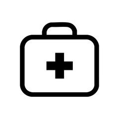 Fototapeta premium Clean vector icon of a medical first aid kit with a plus sign for emergency use.