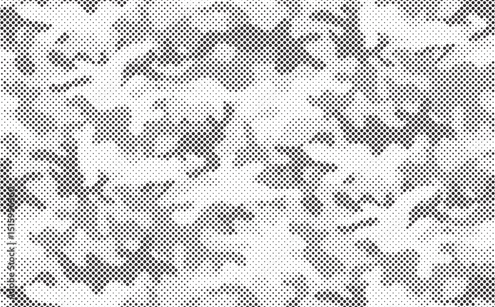 Poster Seamless camouflage pattern. Repeating digital dotted hexagonal camo military texture background. Abstract modern fabric textile ornament. Vector illustration.