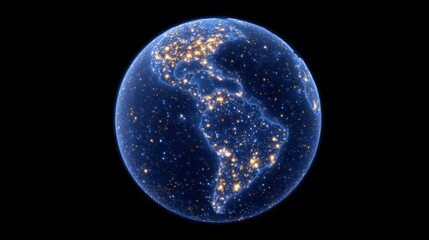 Fototapeta premium Earth s Nightlights Americas Detailed Globe Cinematic Lighting