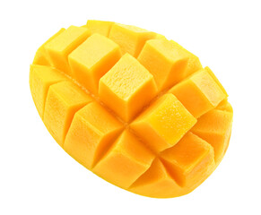 Ripe mango slice isolated on white background. Clipping path. 