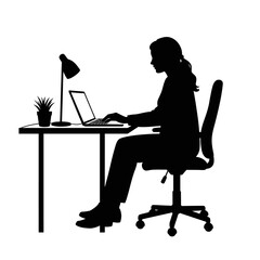 silhouette of a woman sitting on a pc table