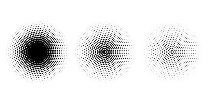 Circle dot frame. Circular border with effect halftone. Modern faded ring.