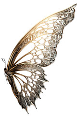 Isolated Ornate Butterfly Wing with Metallic Design