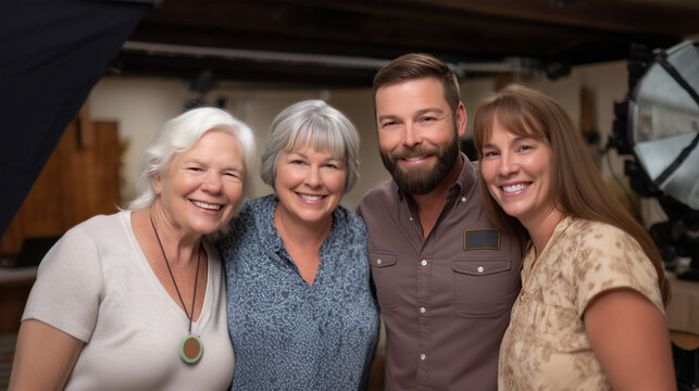 Happy multigenerational family embracing during portrait session