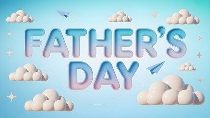 Fathers day pastel clouds and paper airplanes